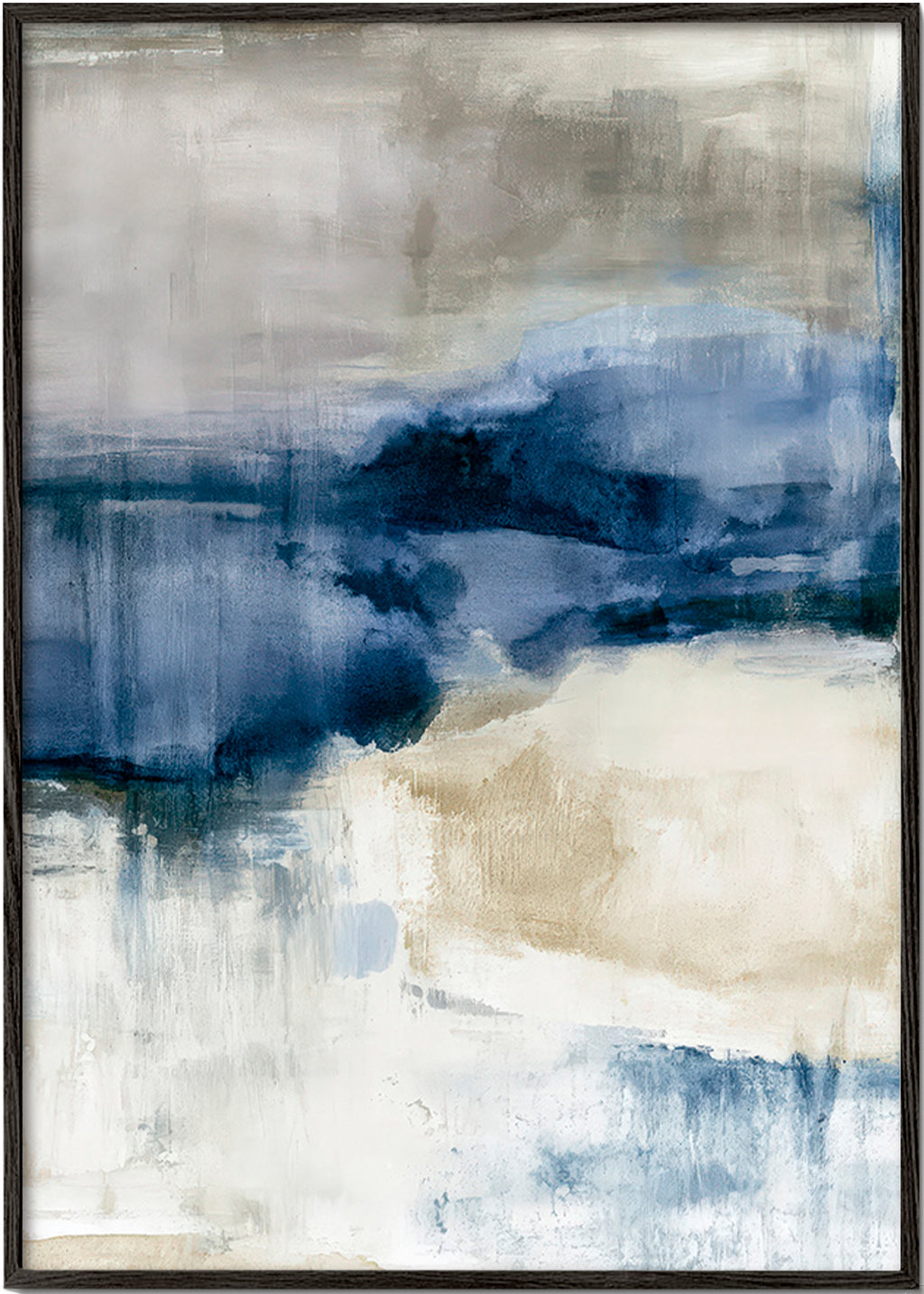 Abstracte kunst winternevel met blauwe vegen