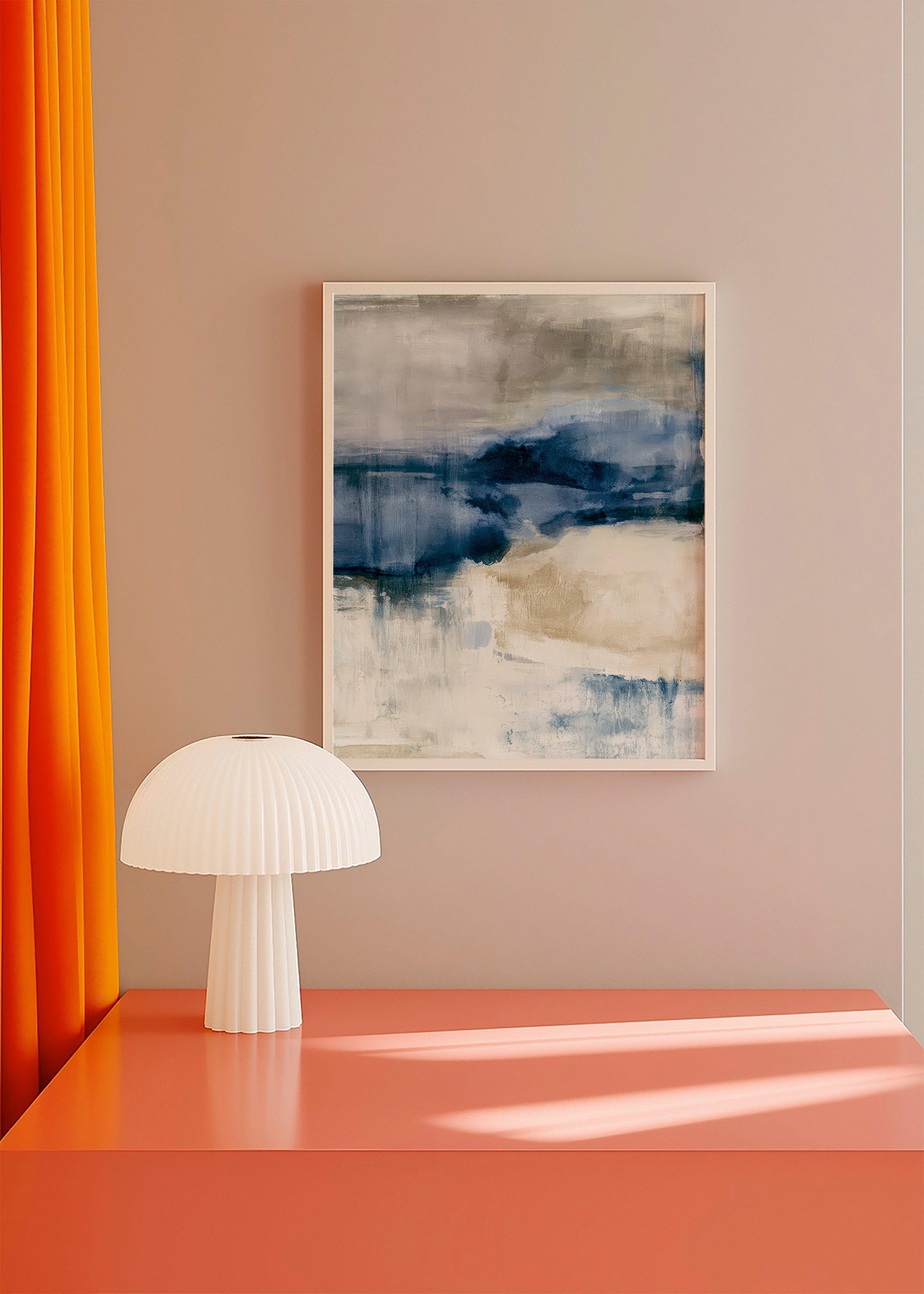 Abstracte kunst winternevel met blauwe vegen