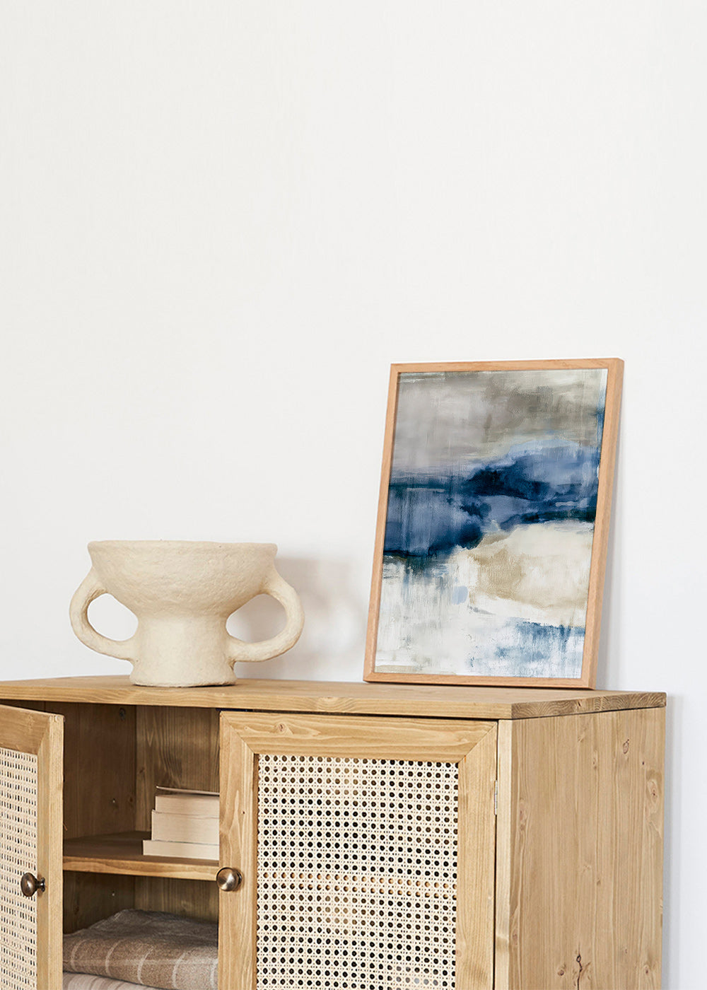 Abstracte kunst winternevel met blauwe vegen