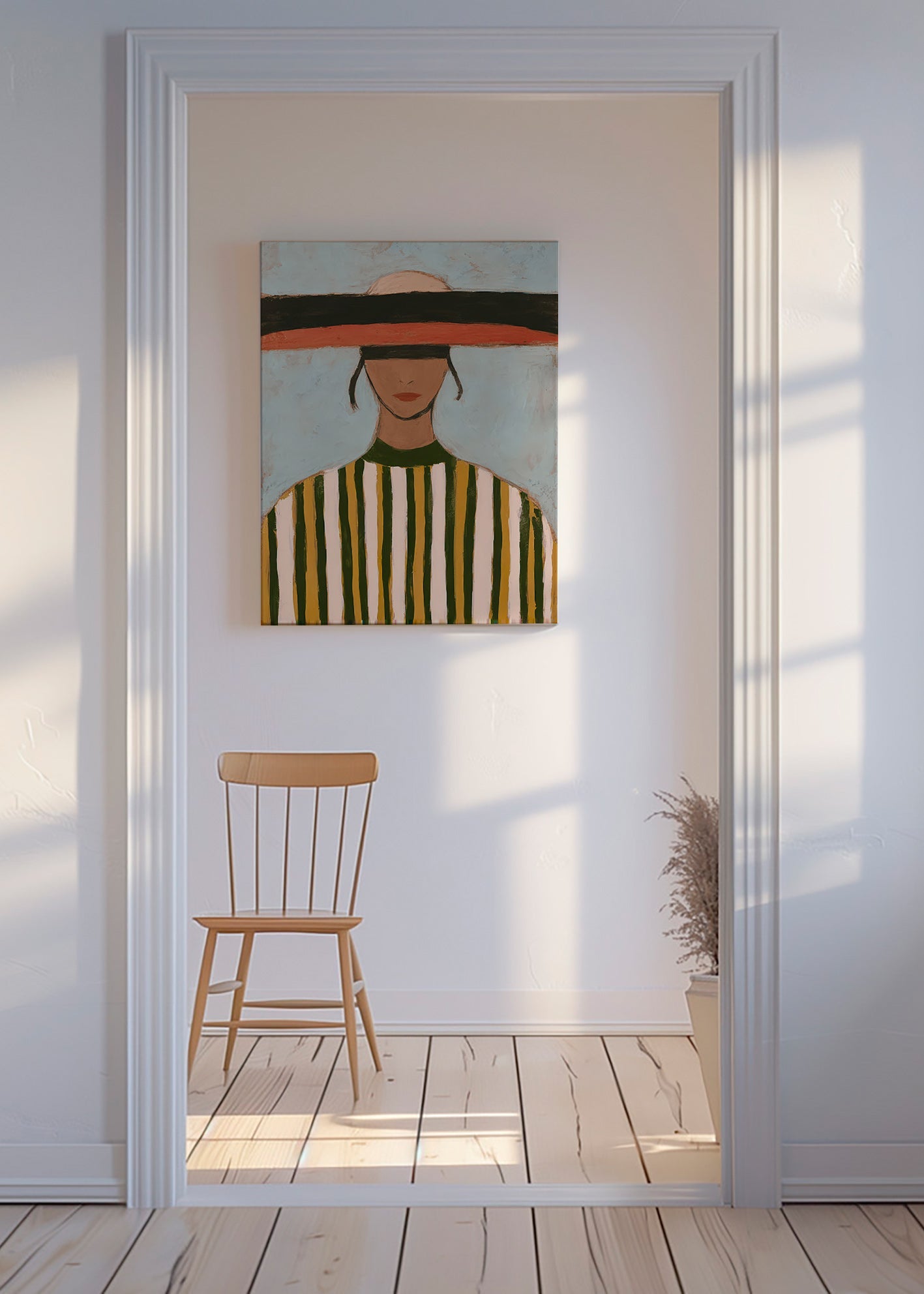 Illustratie van figuur met brede randhoed