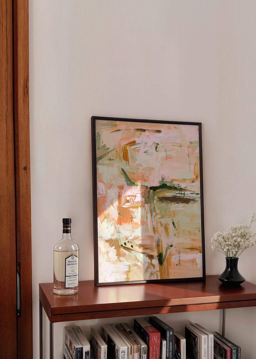 Botanische print met zachte pastelstreken