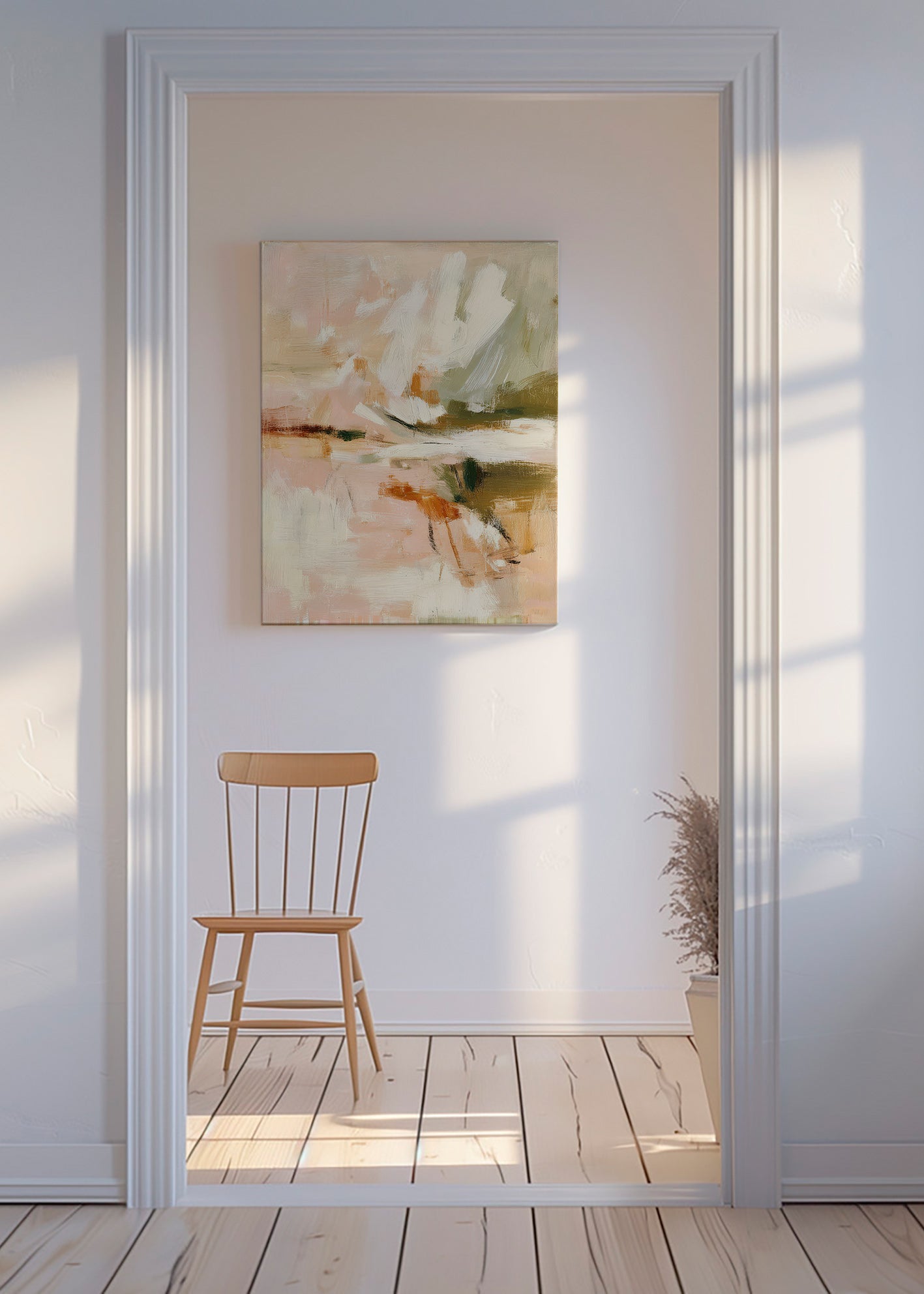 Abstract kunst met zachte bloembladen en penseelgebaar