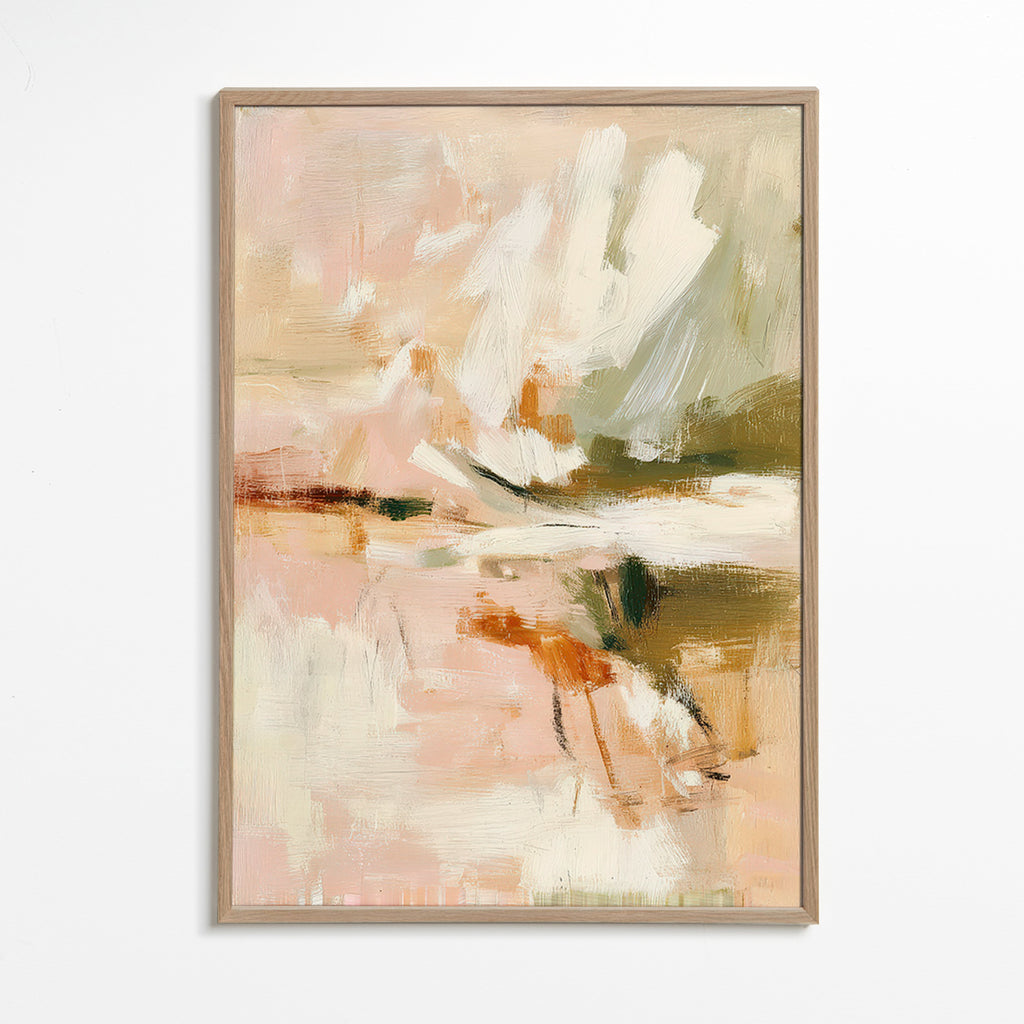 Abstract kunst met zachte bloembladen en penseelgebaar