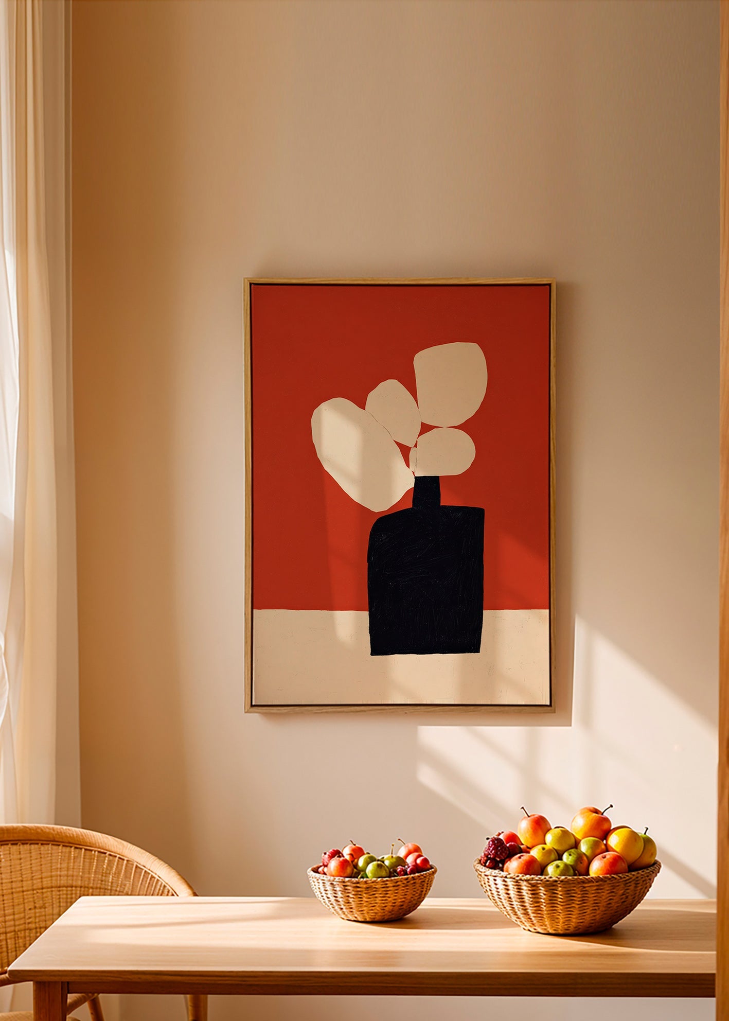 Botanische print met zwarte vaas