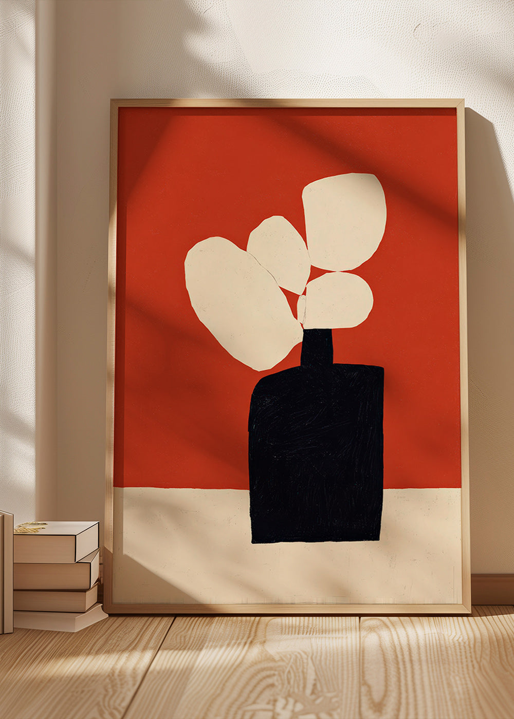 Botanische print met zwarte vaas