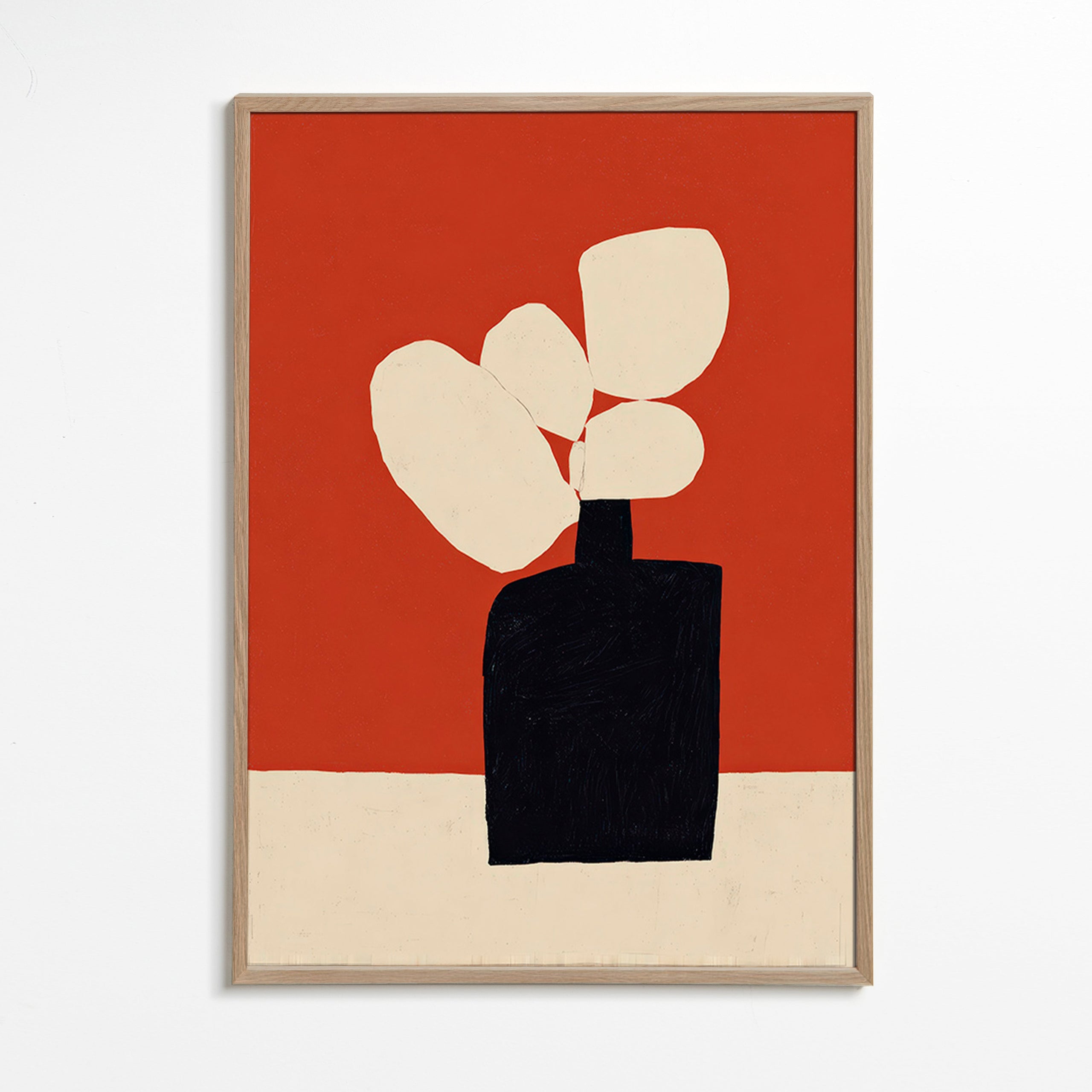 Botanische print met zwarte vaas