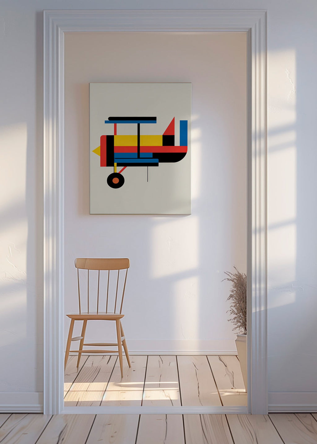 Geometrische poster gestileerde biplane