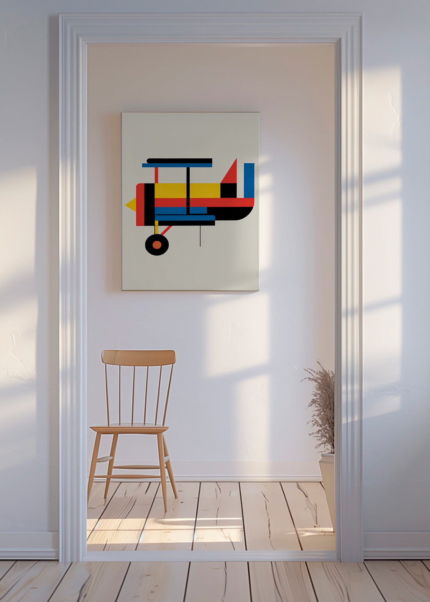 Geometrische poster gestileerde biplane