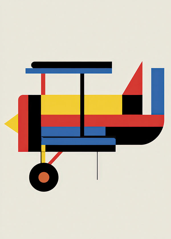 Geometrische poster gestileerde biplane