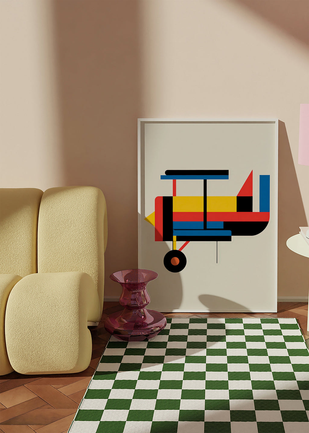 Geometrische poster gestileerde biplane