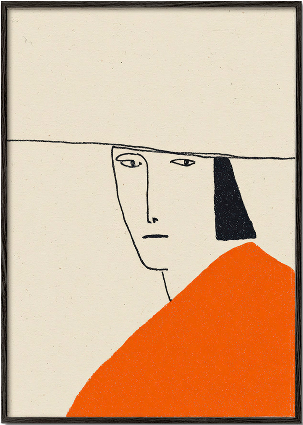 Minimalistische illustratie met oranje mantel