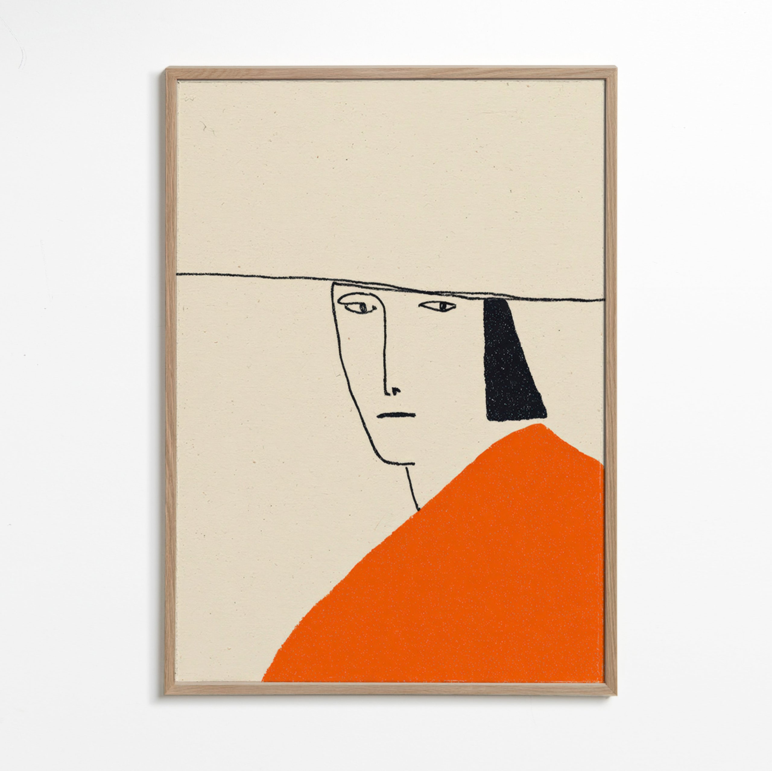 Minimalistische illustratie met oranje mantel