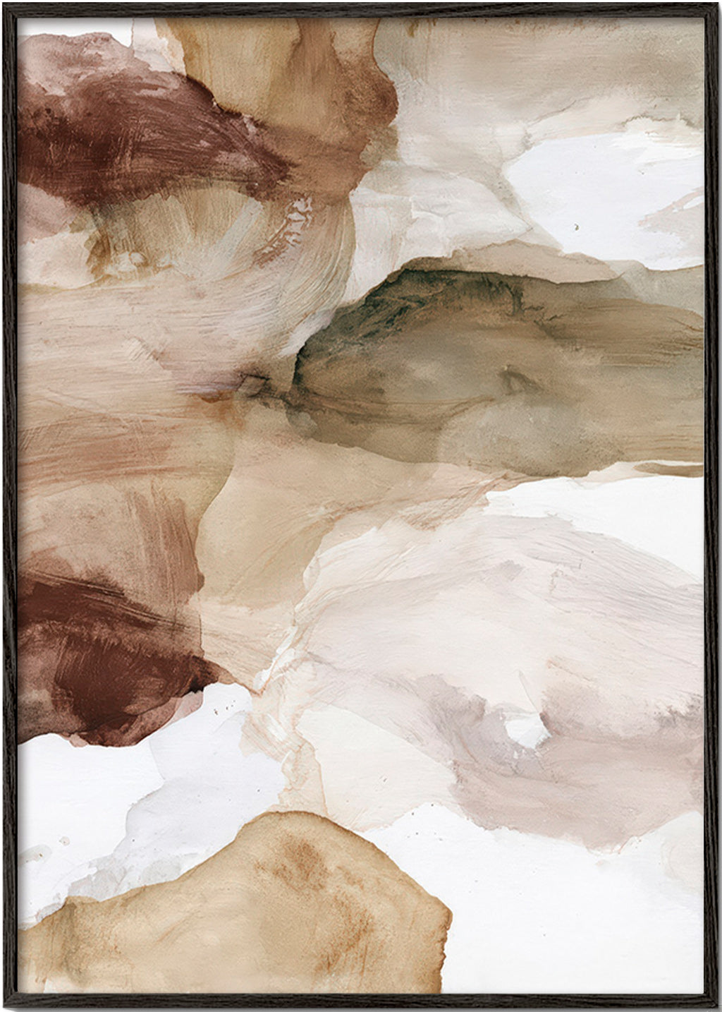 Abstracte kunst aardetinten en zachte penseelstreken