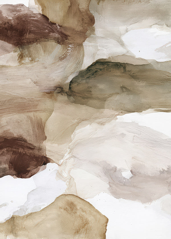 Abstracte kunst aardetinten en zachte penseelstreken