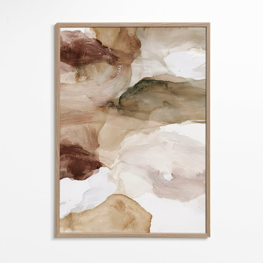 Abstracte kunst aardetinten en zachte penseelstreken