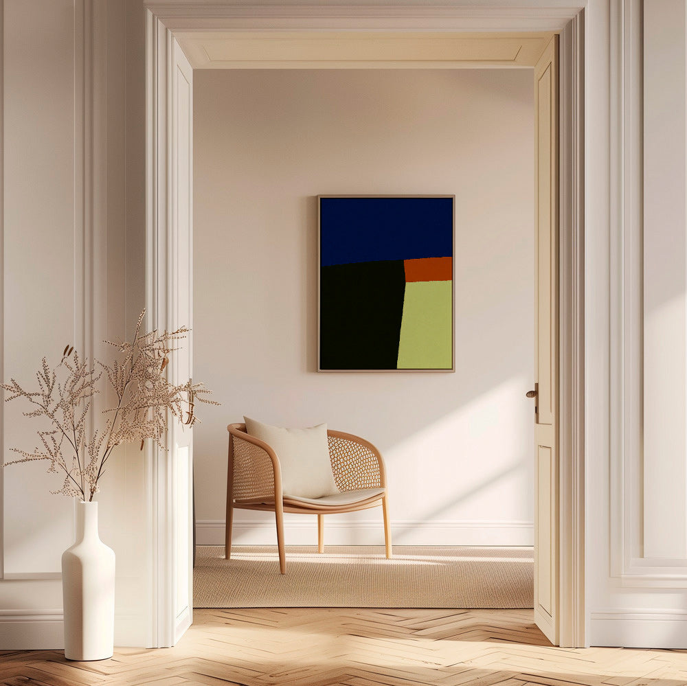 Abstract kunstwerk met krachtige blauwe vlakken