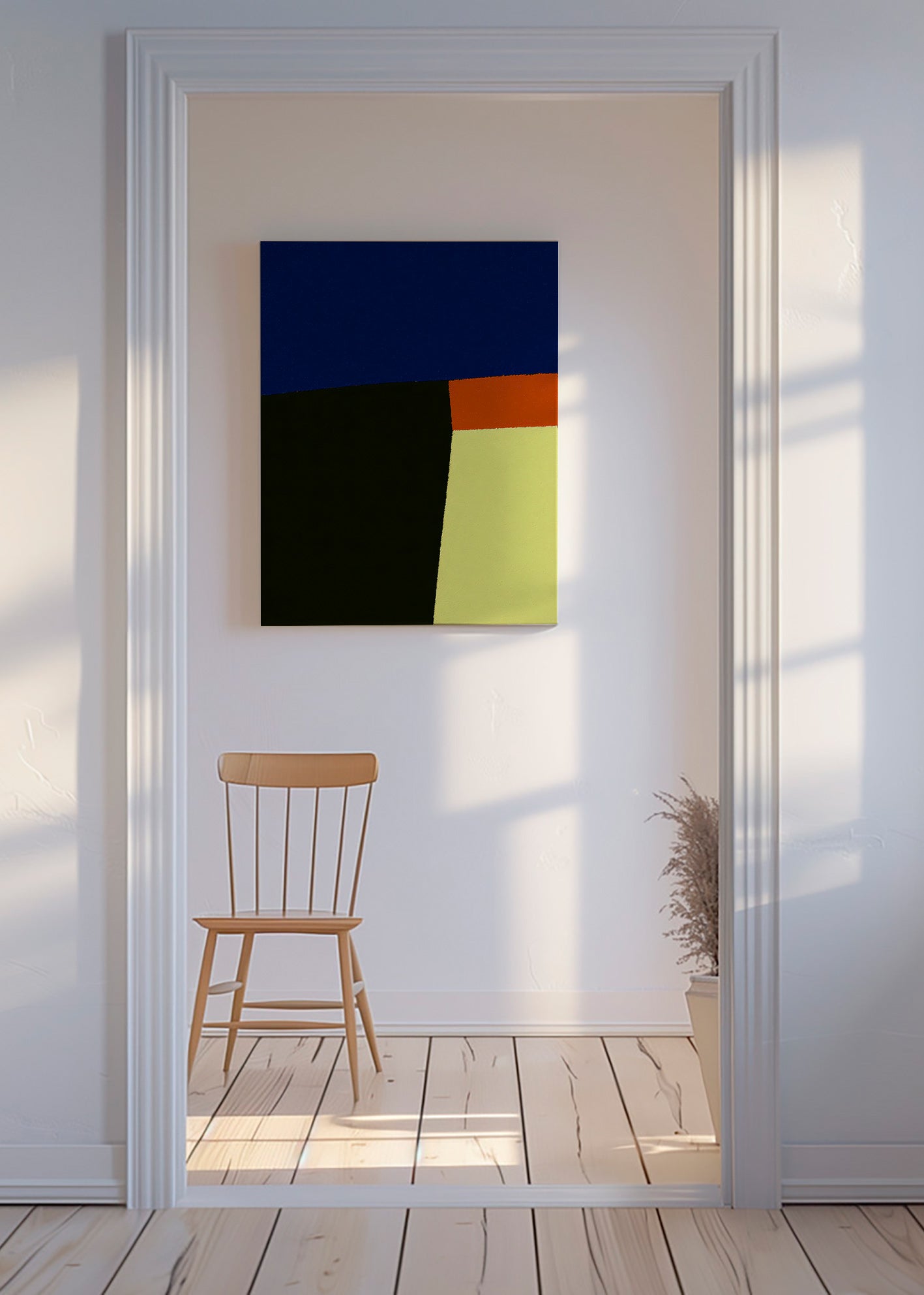Abstract kunstwerk met krachtige blauwe vlakken