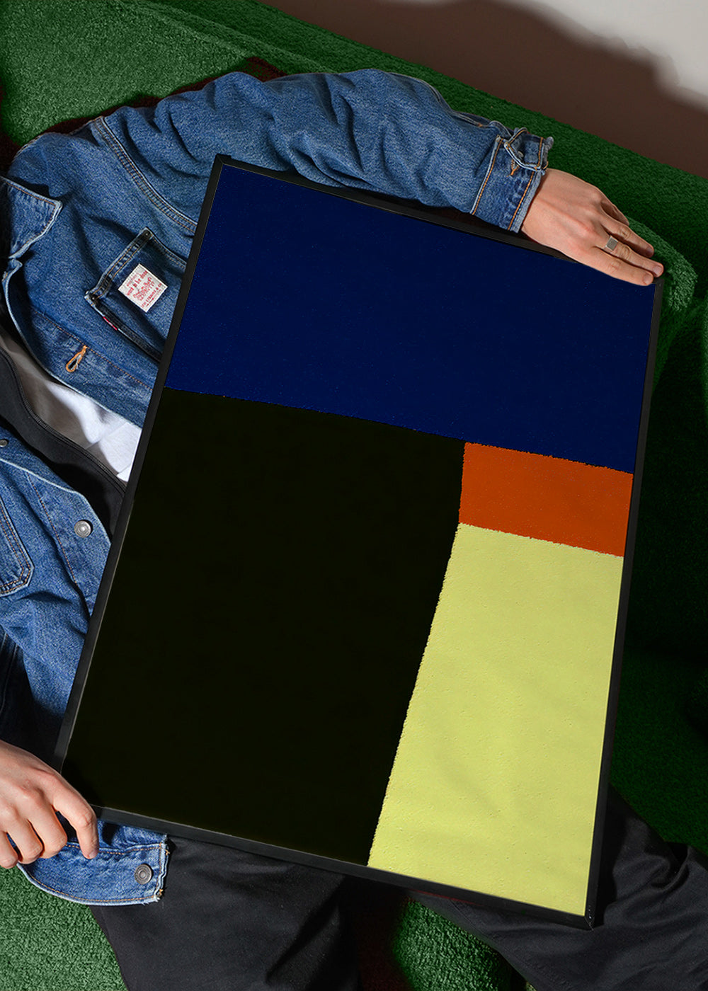 Abstract kunstwerk met krachtige blauwe vlakken