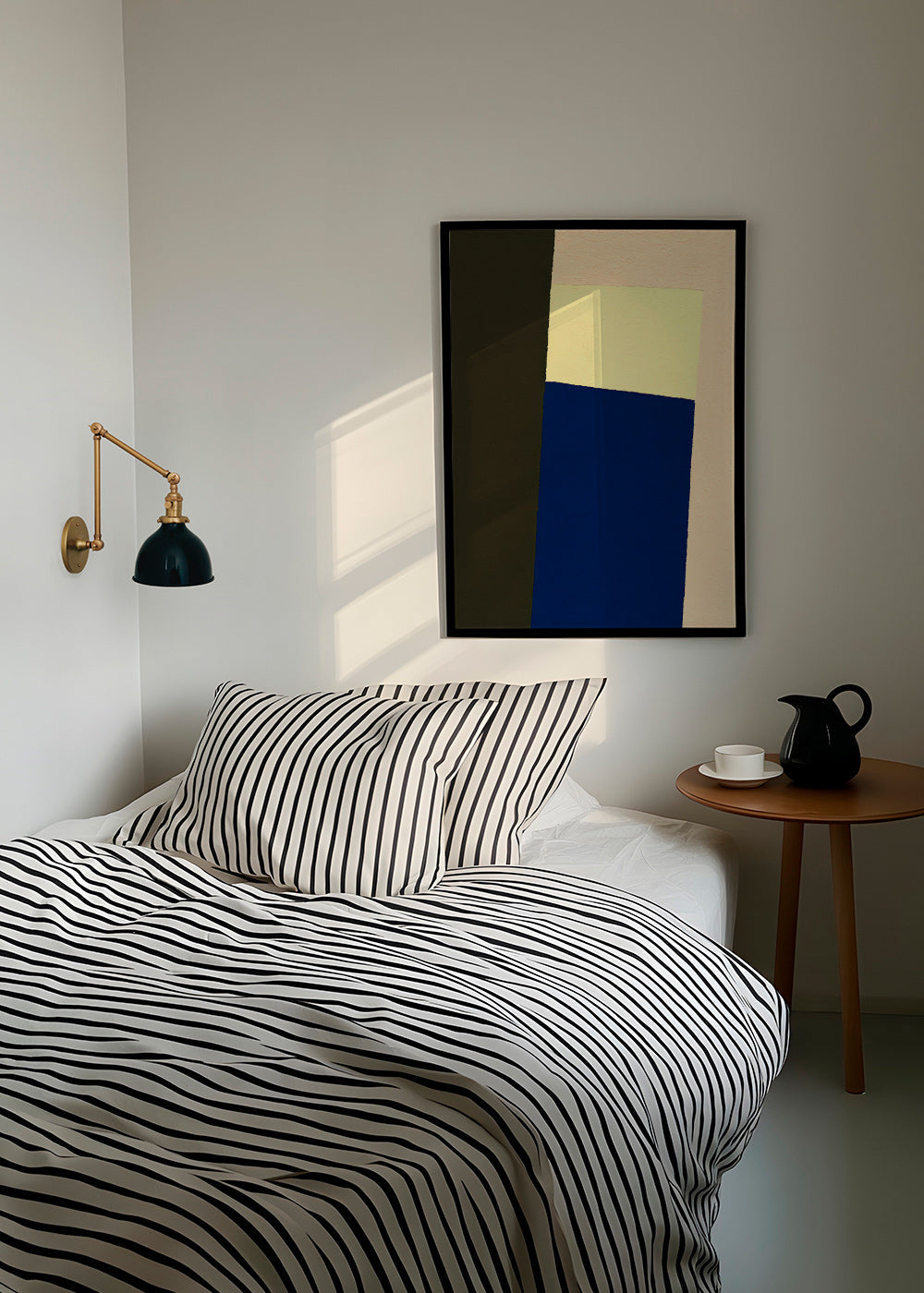 Geometrische poster met verticale blauwe blok