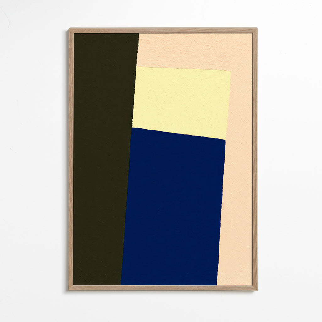 Geometrische poster met verticale blauwe blok