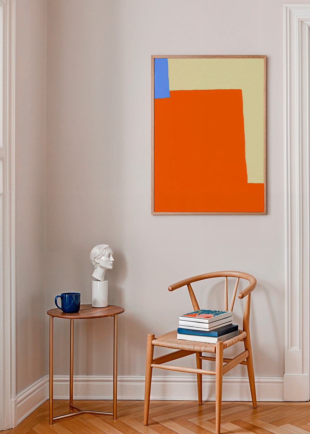 Abstract kunstwerk met oranje vlakken