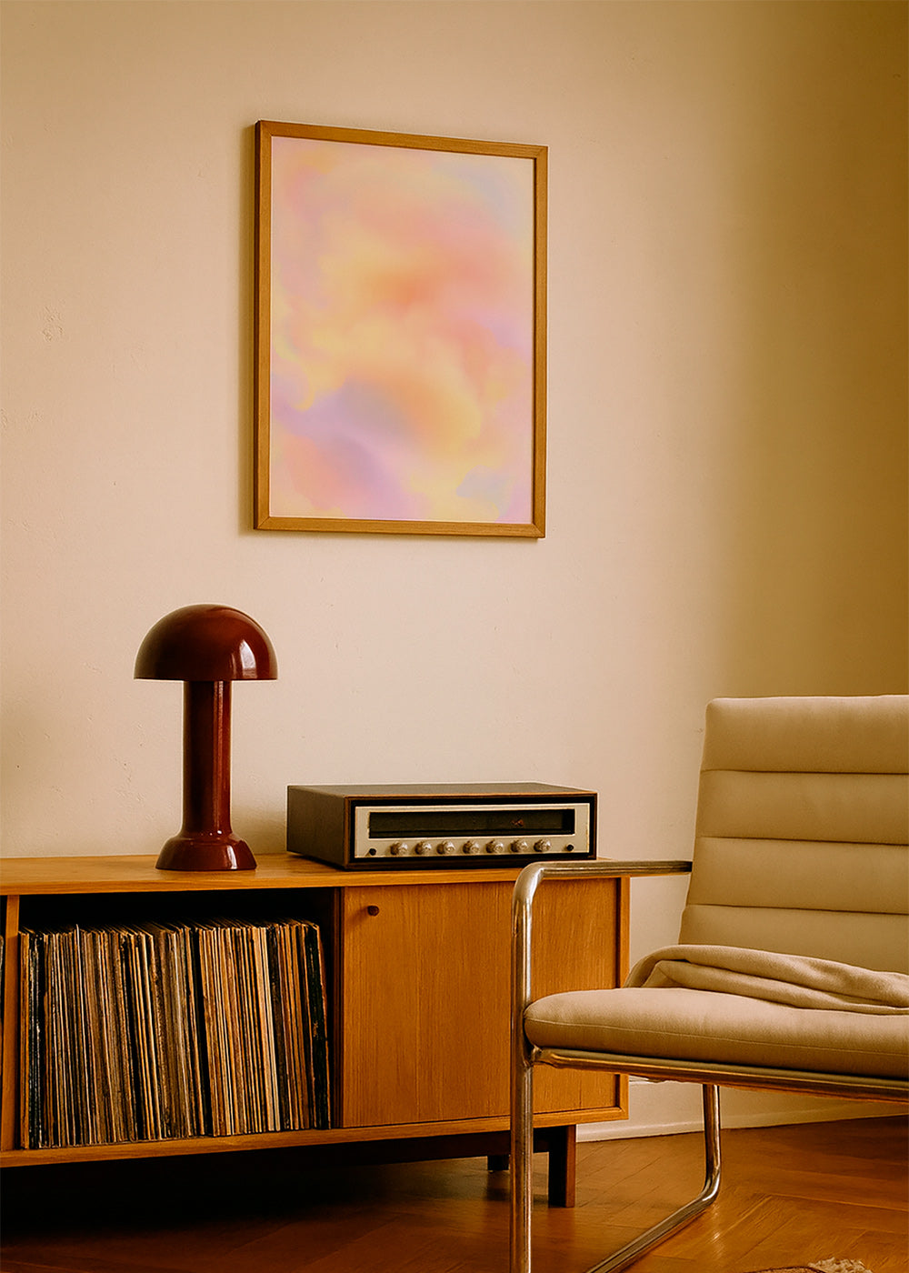 Abstracte poster pastelwolken