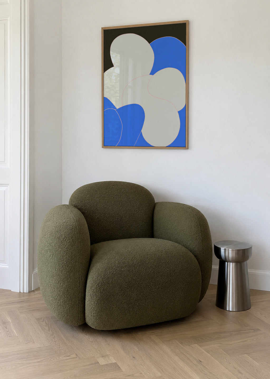 Blue Pebbles - Framed poster in an interior