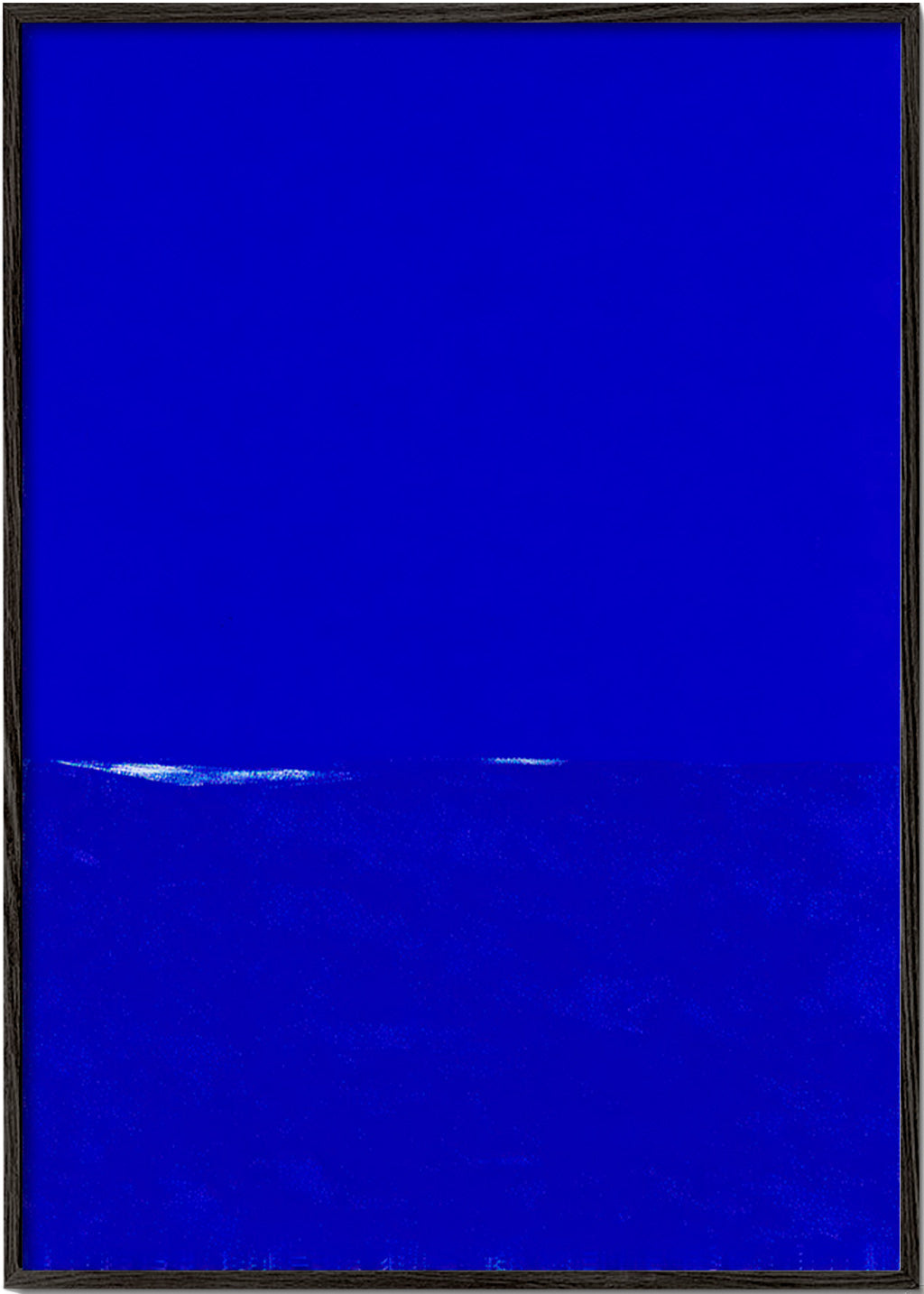 Blauw abstract kunstwerk met subtiele horizon