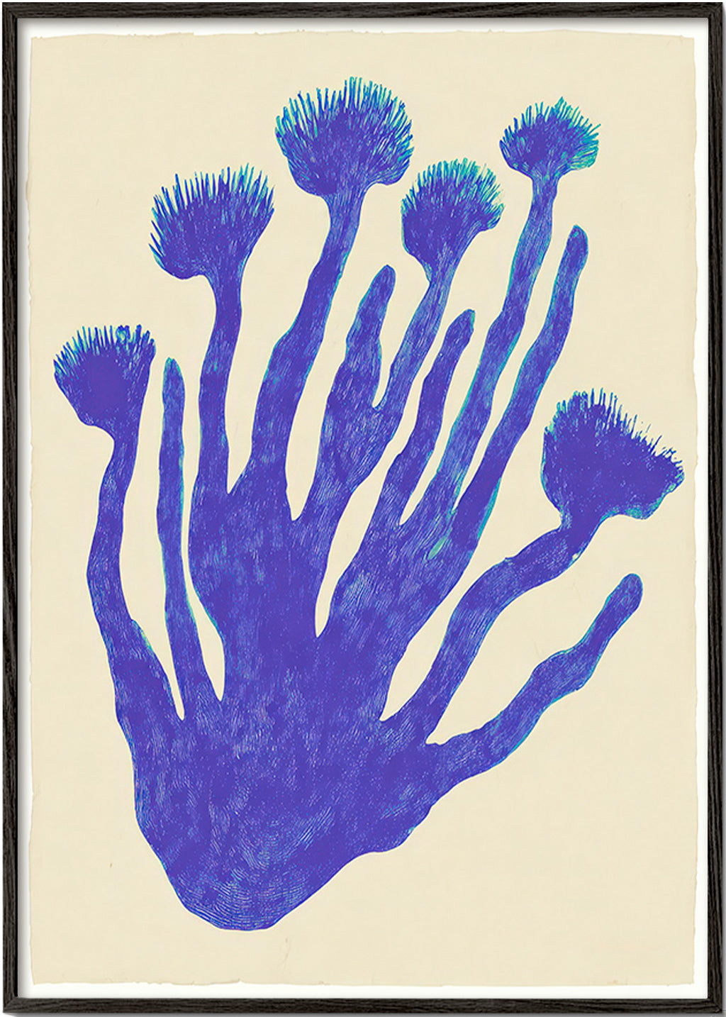 Botanische print Indigo Coral