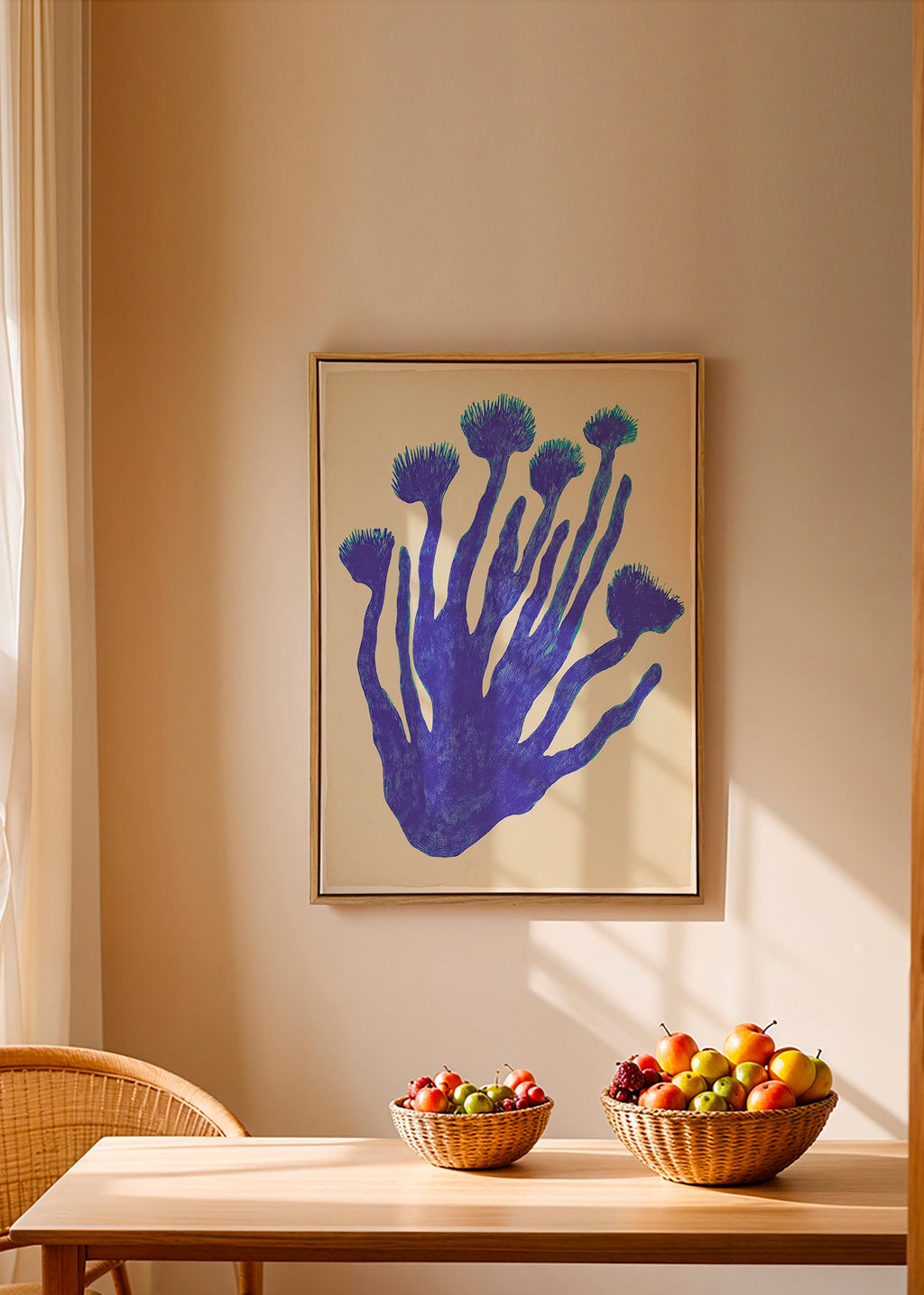 Botanische print Indigo Coral