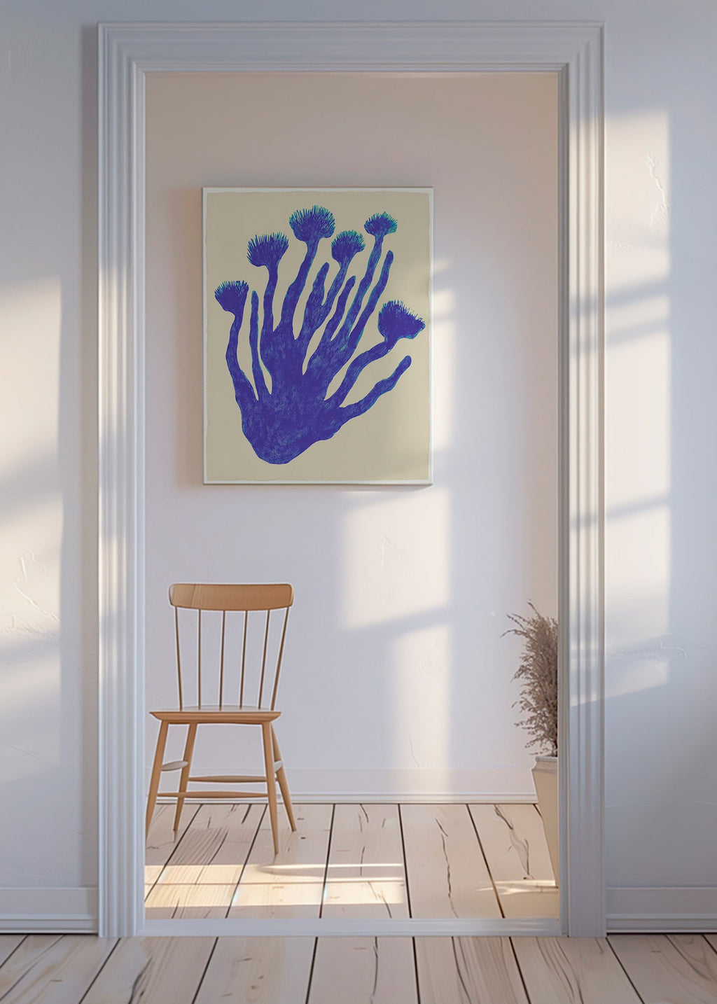Botanische print Indigo Coral