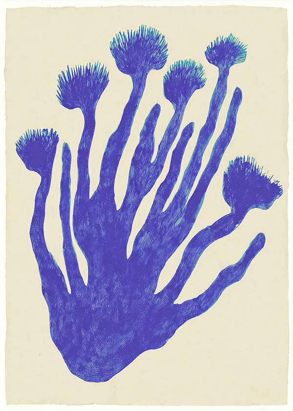 Botanische print Indigo Coral