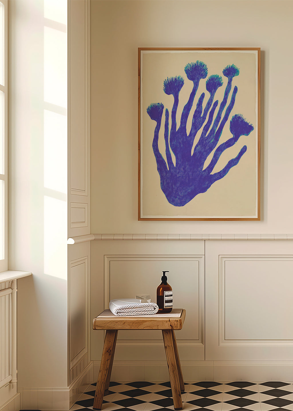 Botanische print Indigo Coral