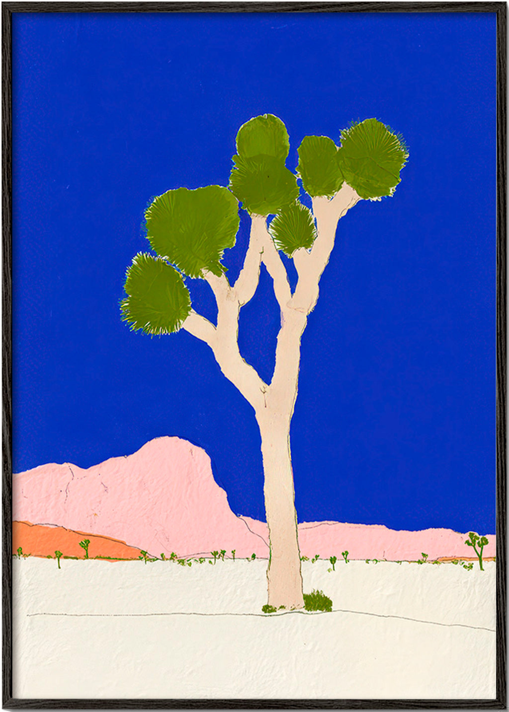 Landschap kunst: woestijnboom tegen felblauwe lucht