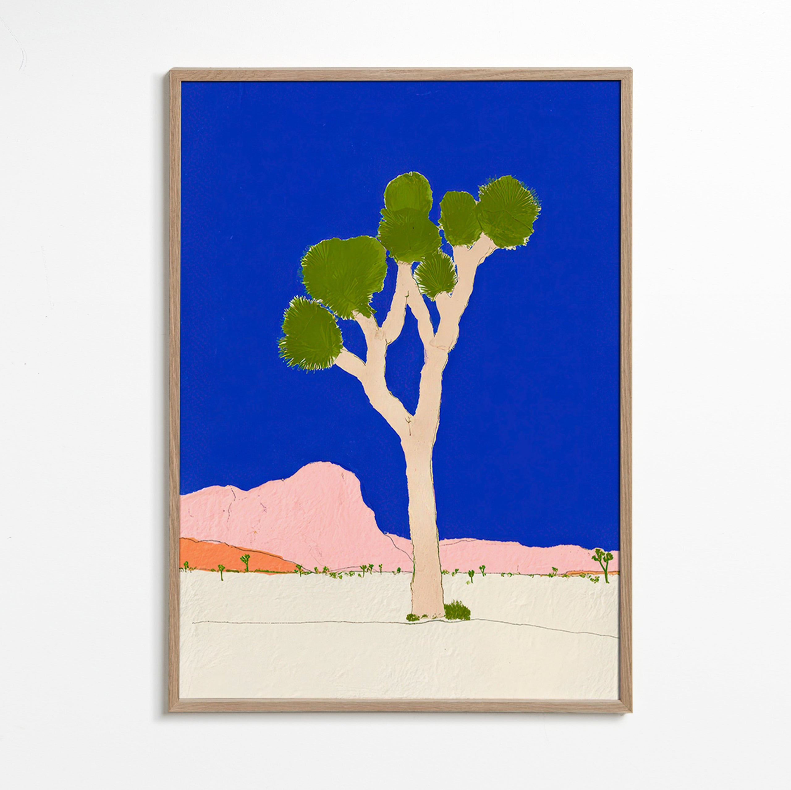 Landschap kunst: woestijnboom tegen felblauwe lucht