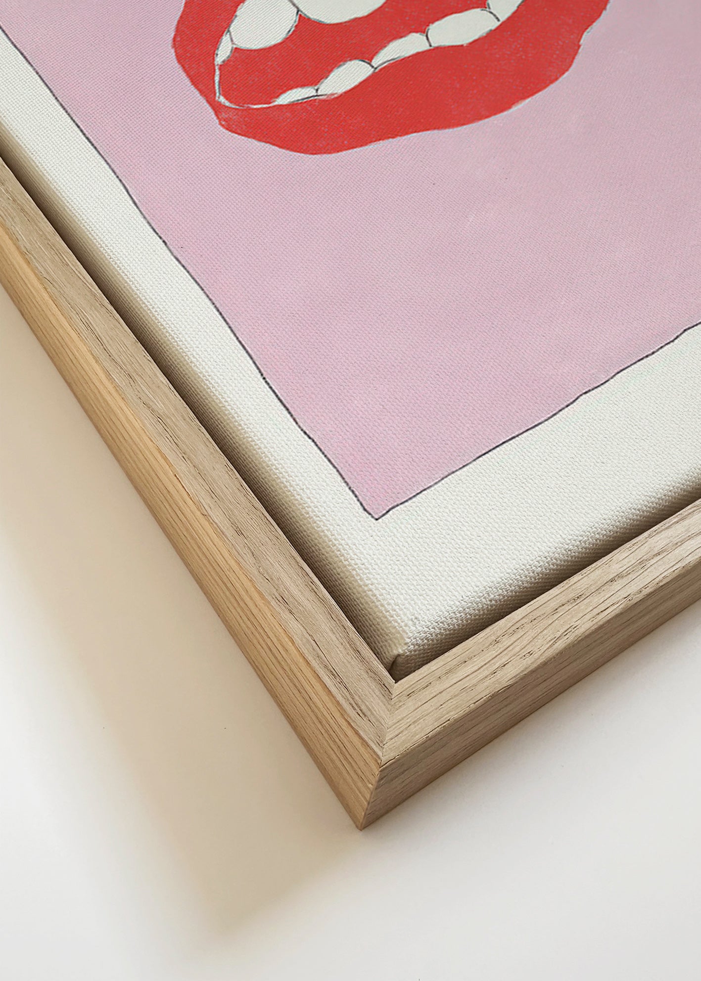 Illustratie rode lippen op roze achtergrond