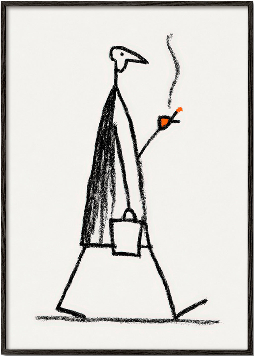 Minimalistische illustratie van rokende wandelaar