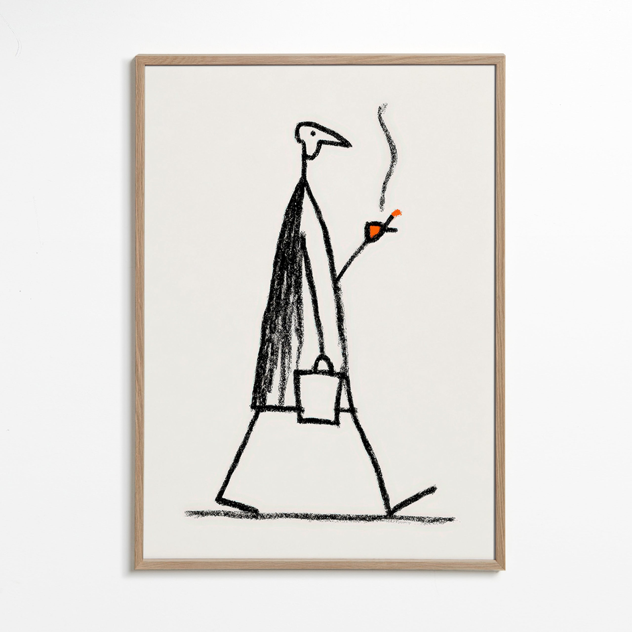 Minimalistische illustratie van rokende wandelaar