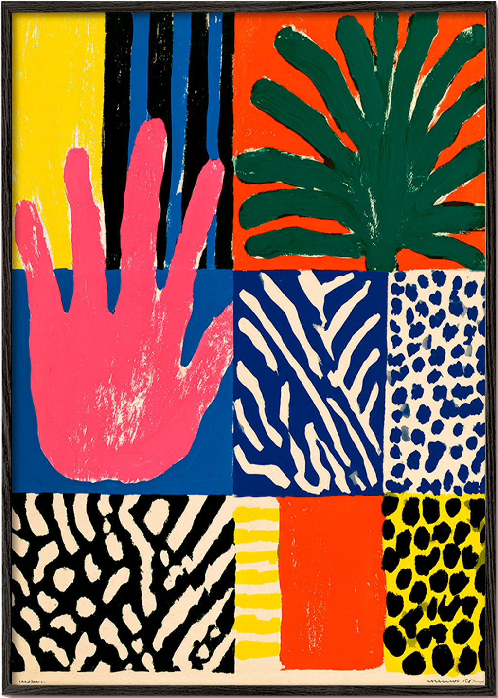 Botanische print met hand en texturen
