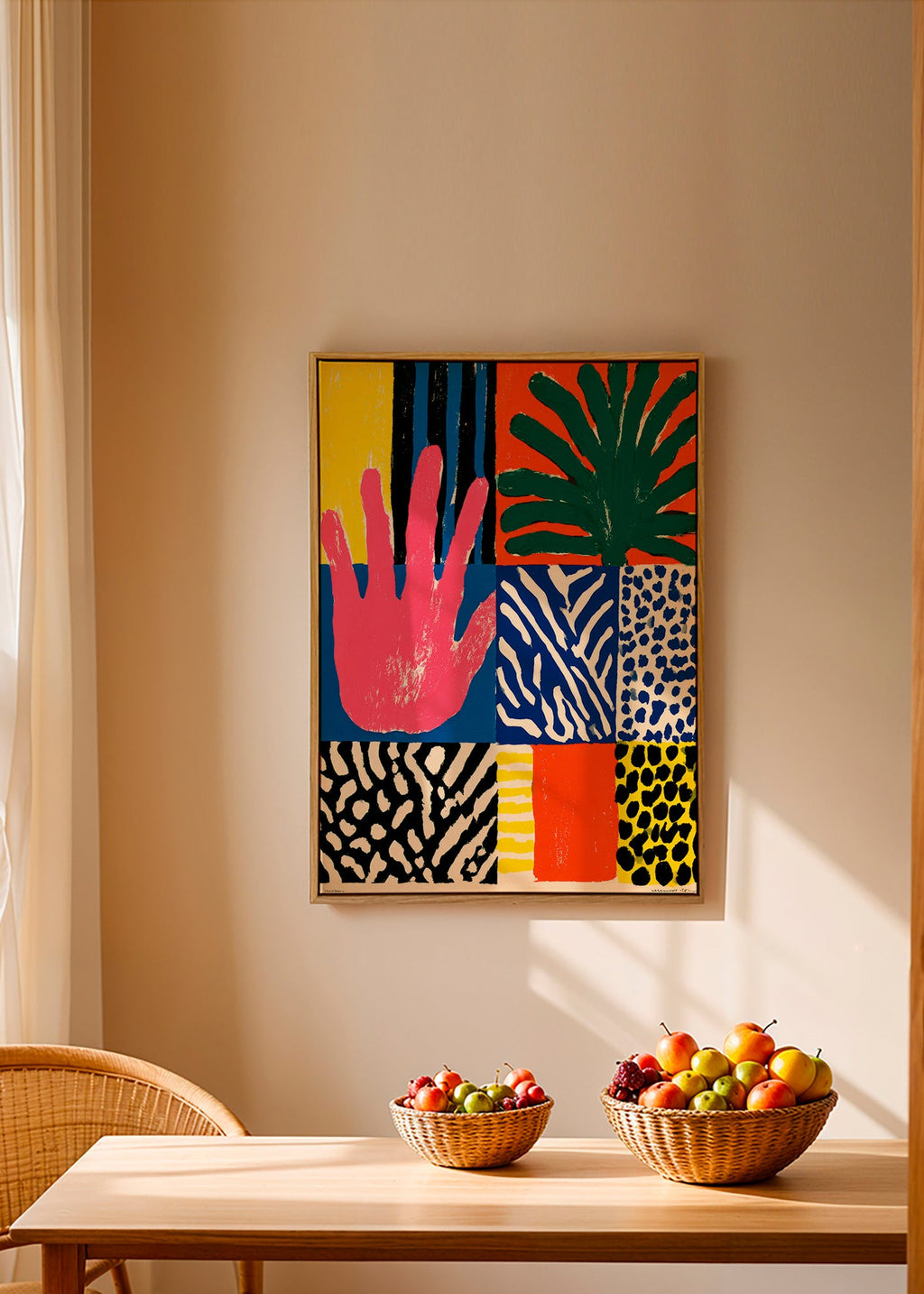 Botanische print met hand en texturen