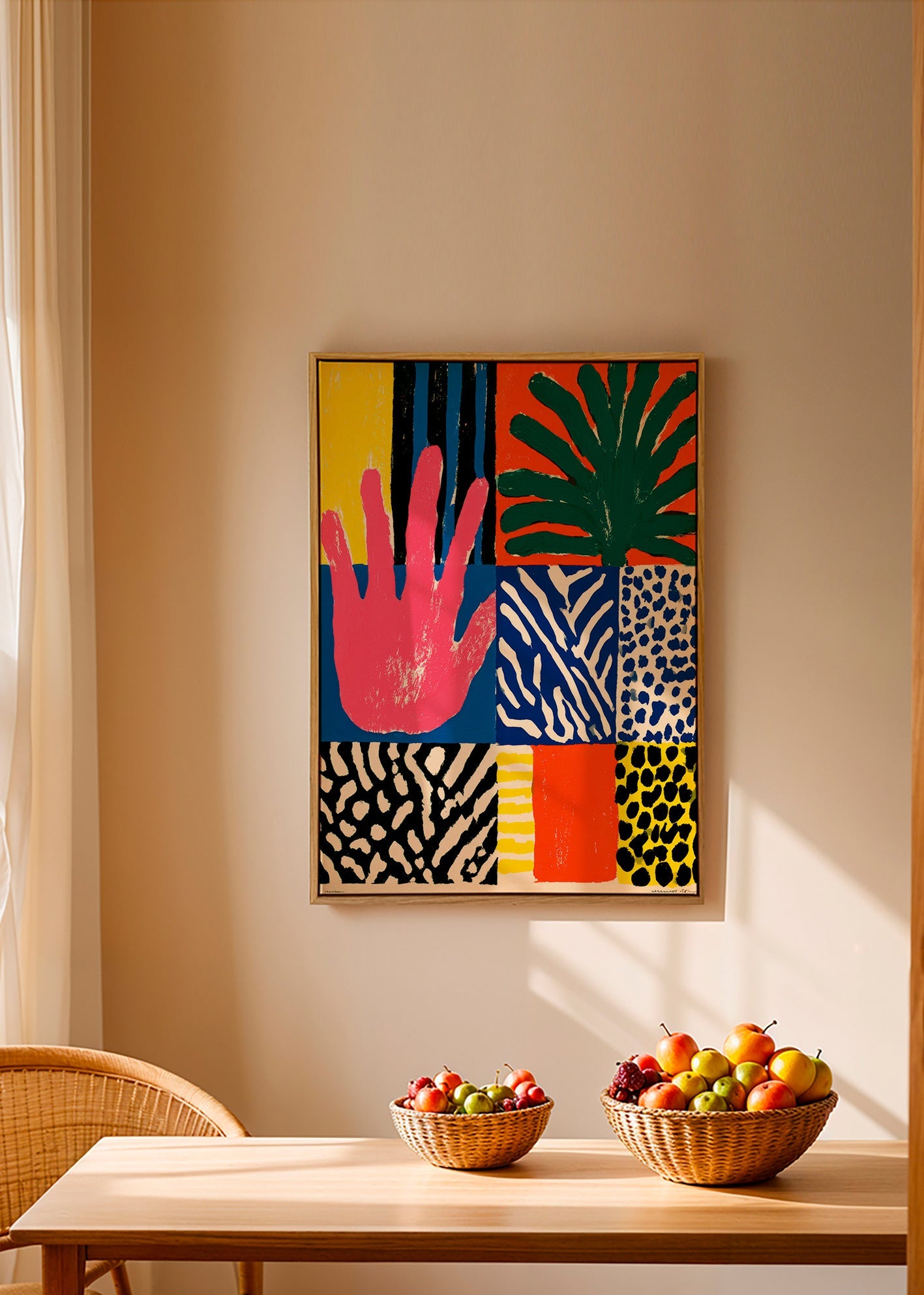 Botanische print met hand en texturen
