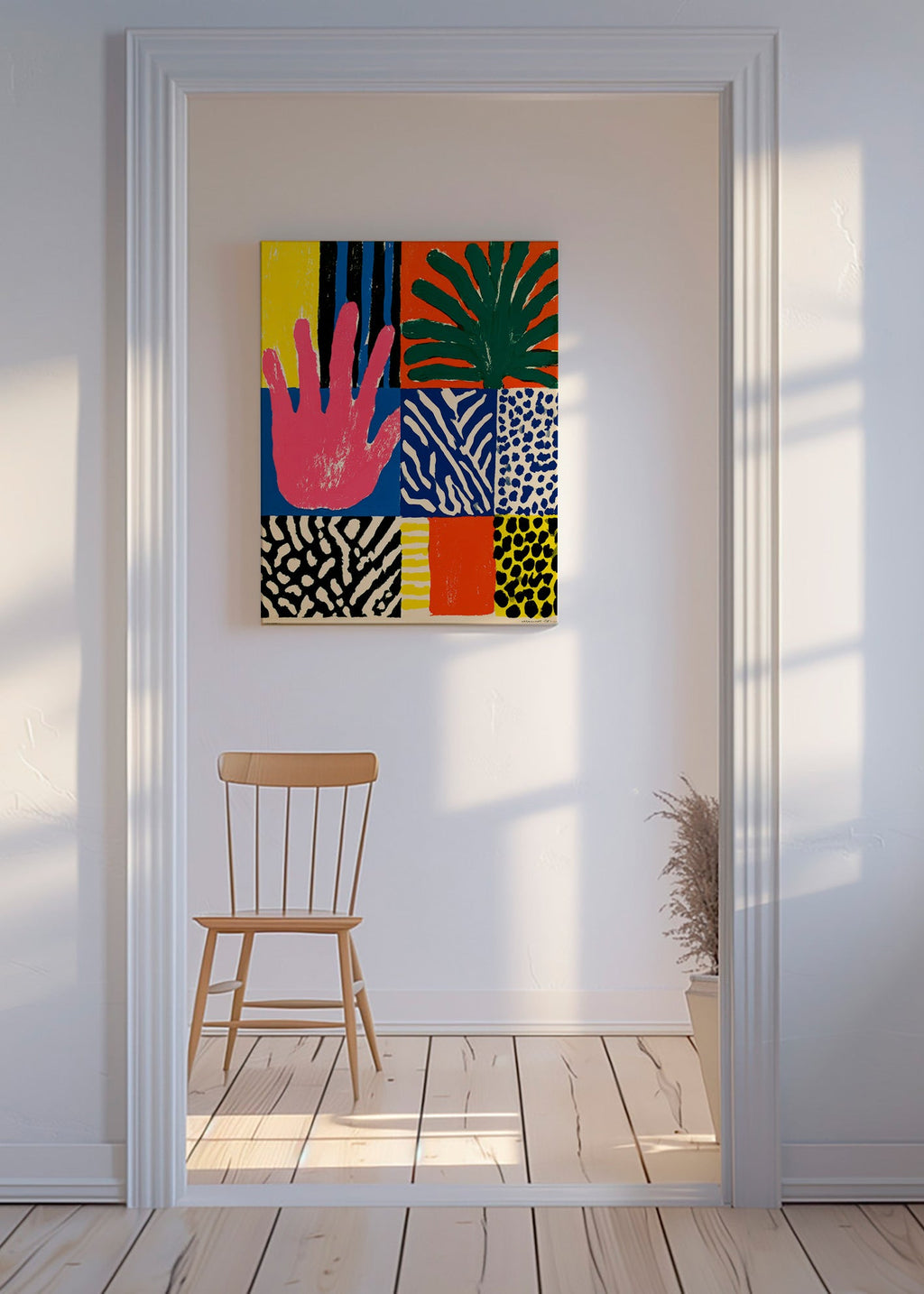 Botanische print met hand en texturen