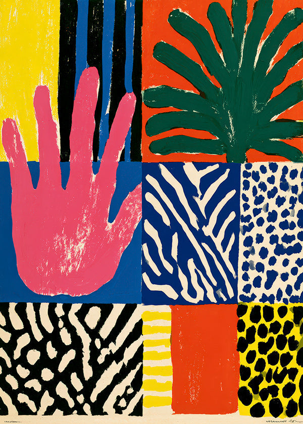 Botanische print met hand en texturen