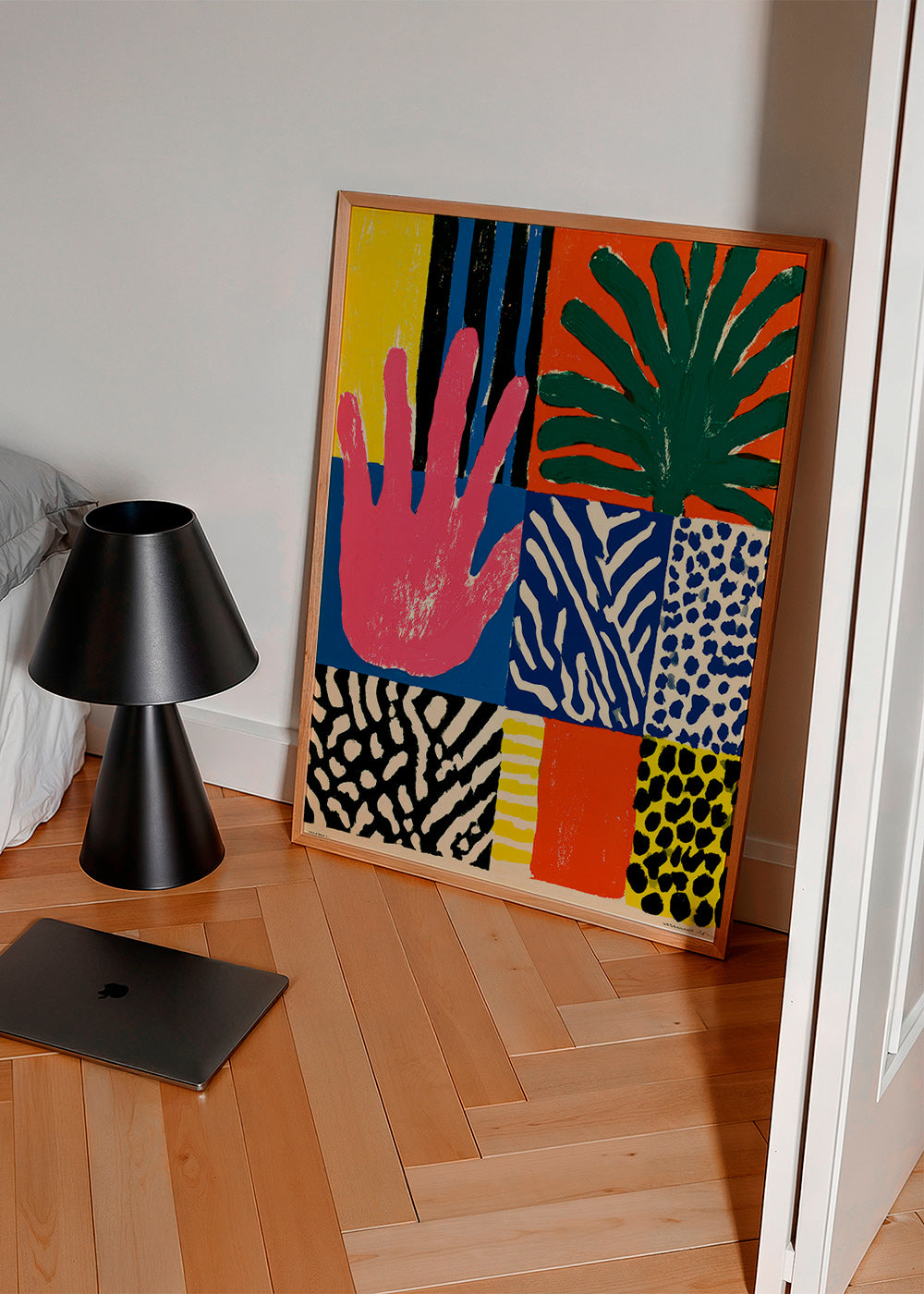 Botanische print met hand en texturen