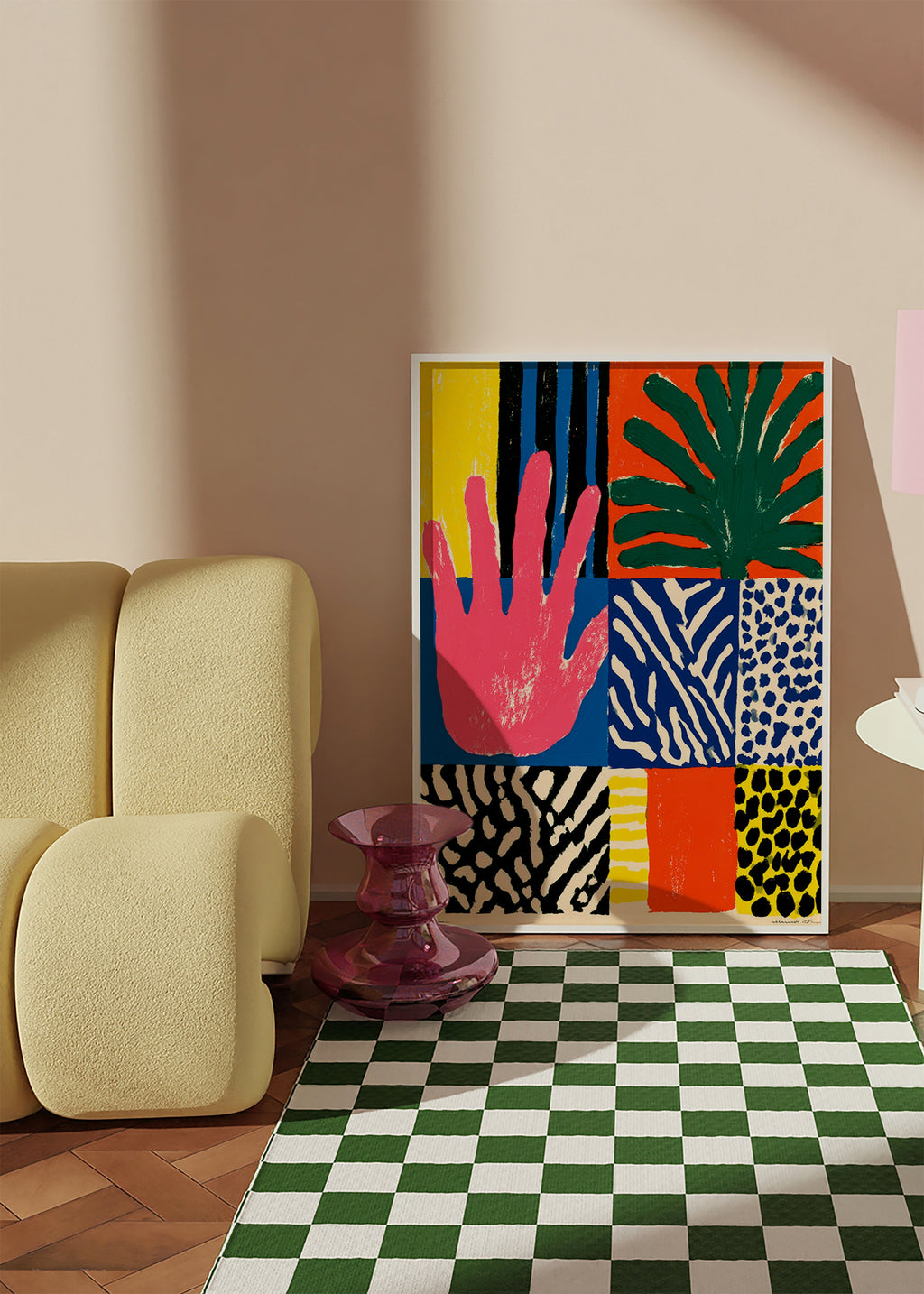 Botanische print met hand en texturen