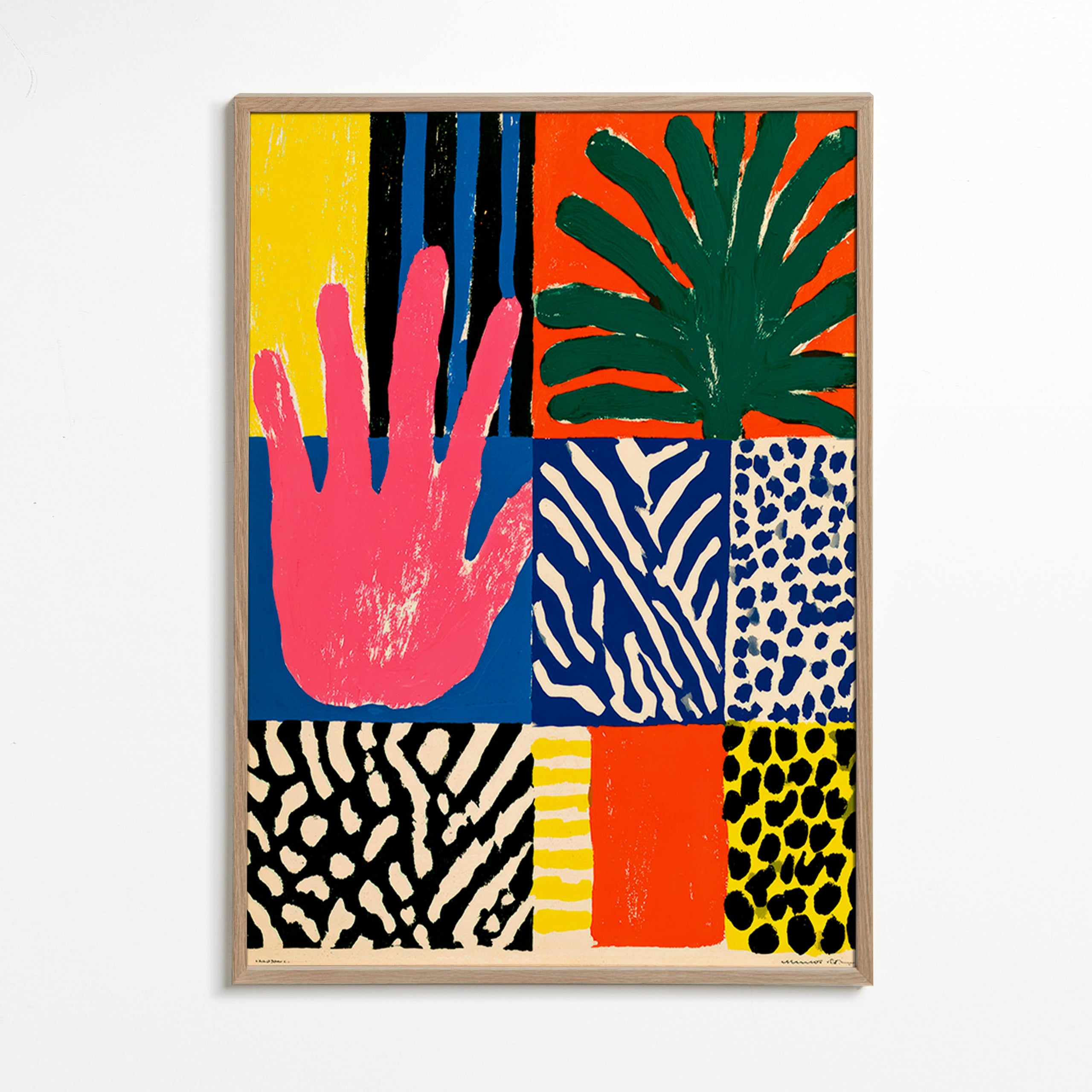 Botanische print met hand en texturen