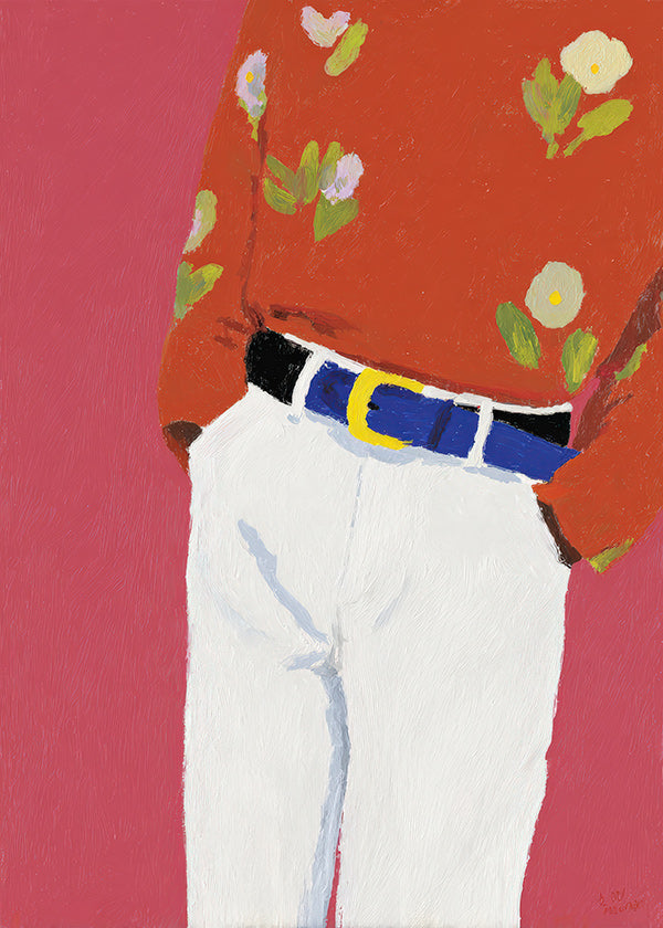 Illustratie torso met bloemenhemd op roze achtergrond