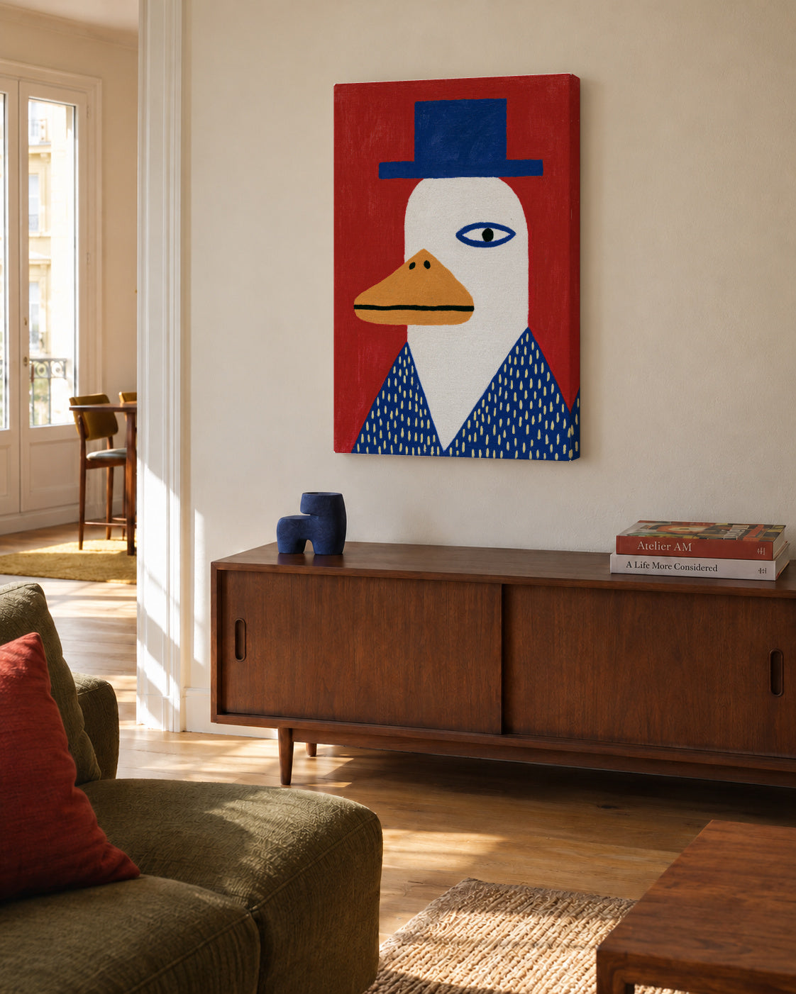 Duck Portrait - Unframed canvas in an interior