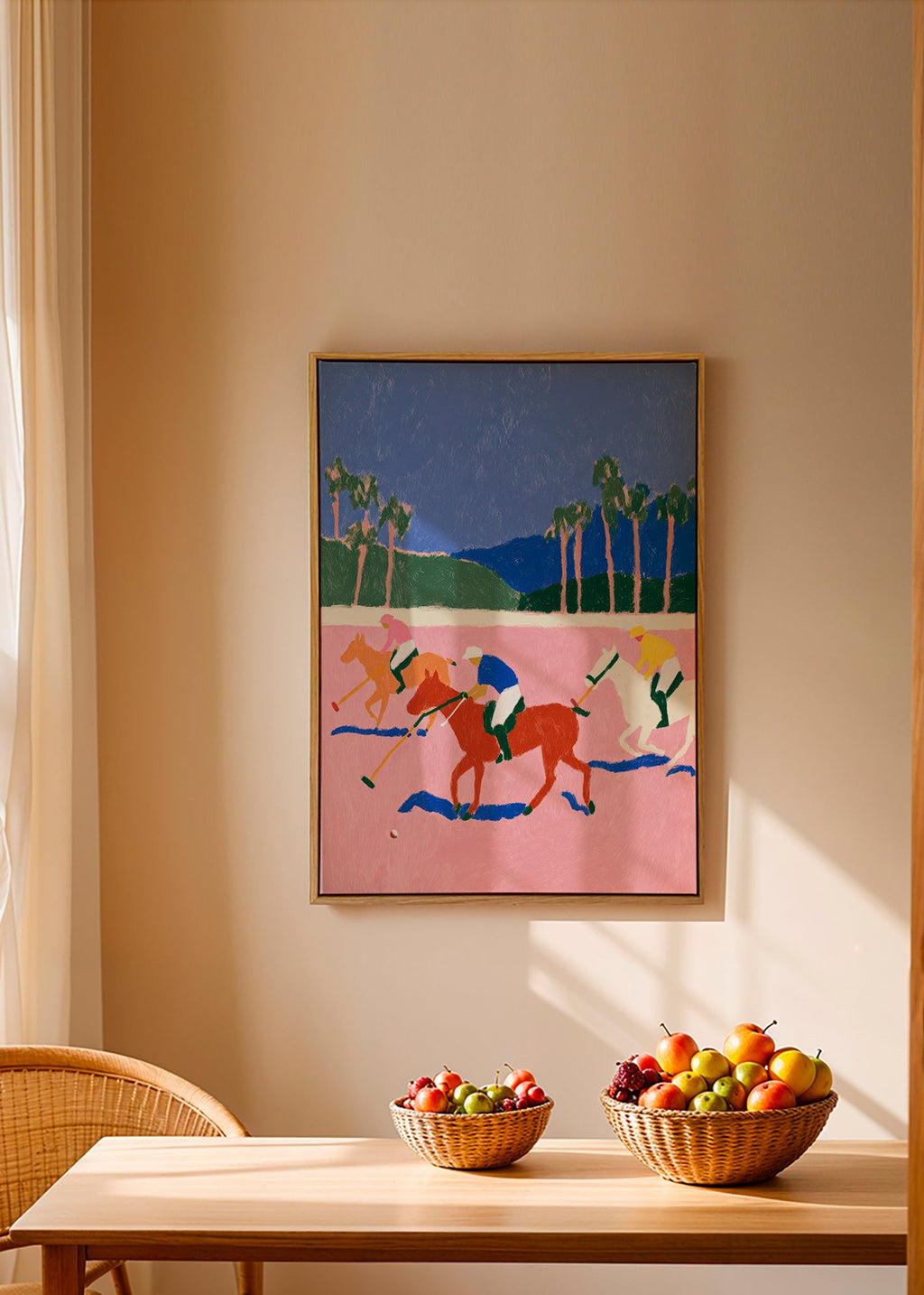 Polo sport schilderij in roze