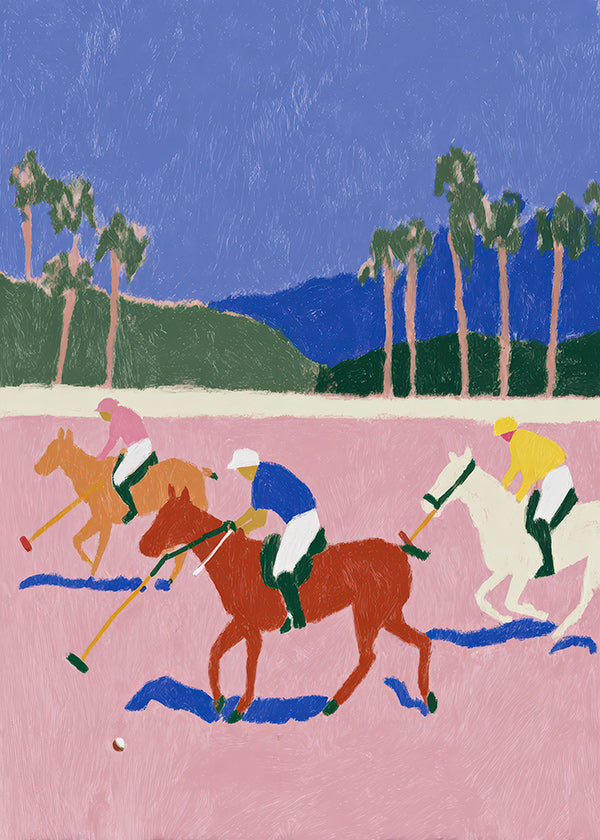 Polo sport schilderij in roze